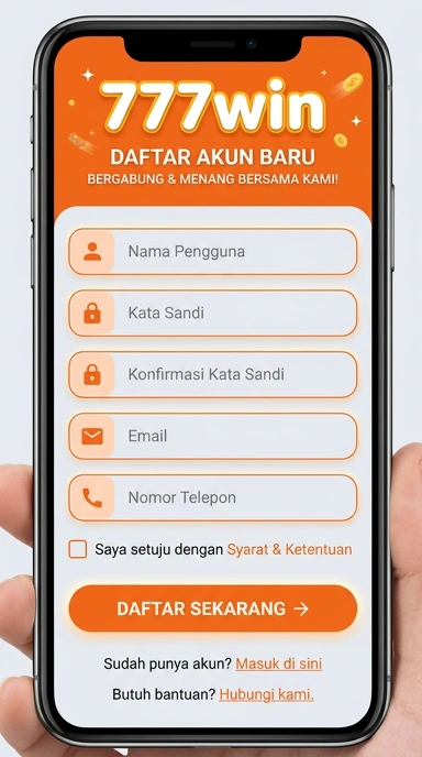Tampilan halaman daftar 777win