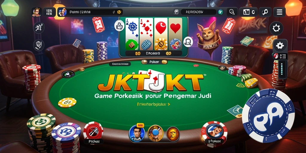 Antarmuka menarik dari permainan Poker di JKTJKT dengan fitur lengkap.
